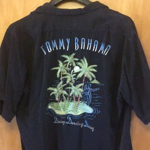 TOMMY BAHAMA HAWAIIAN SHIRT SILK EMBROIDERED